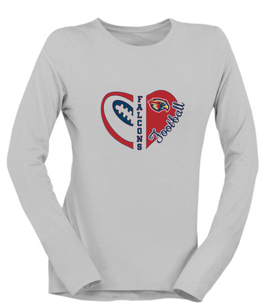 Pebblebrook Falcons Heart Football Women's LS T-Shirt