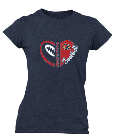 Pebblebrook Falcons Heart Football Women's SS T-Shirt