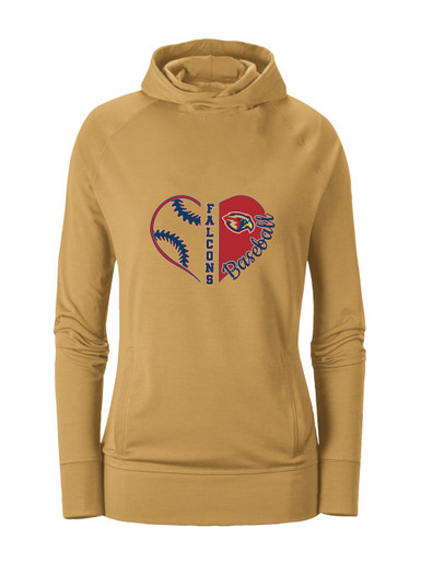 Pebblebrook Falcons Heart Baseball Women's Hoodie