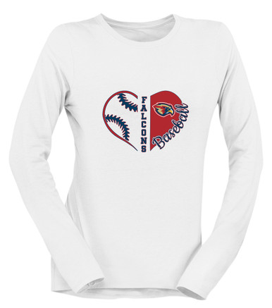Pebblebrook Falcons Heart Baseball Women's LS T-Shirt