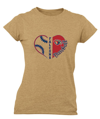 Pebblebrook Falcons Heart Baseball Women's SS T-Shirt