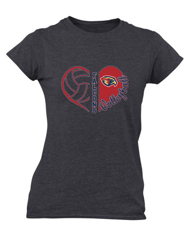 Pebblebrook Falcons Heart Volleyball Women's SS T-Shirt