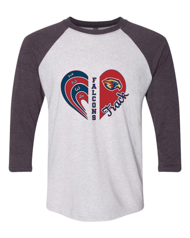 Pebblebrook Falcons Heart Track Women's Baseball T-Shirt