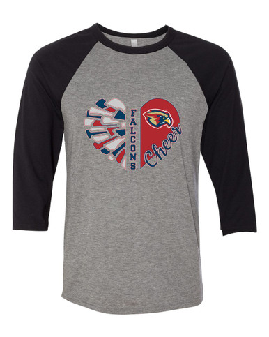 Pebblebrook Falcons Heart Cheer Women's Baseball T-Shirt