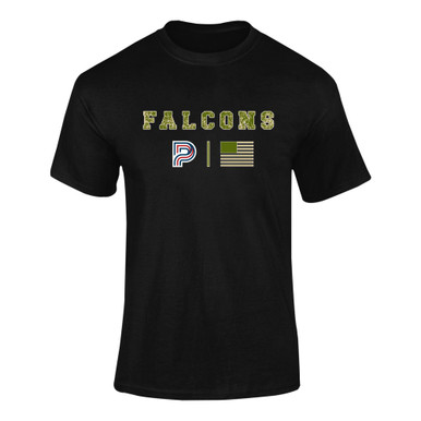 Pebblebrook Falcons P Script Camo Flag Men's SS T-Shirt