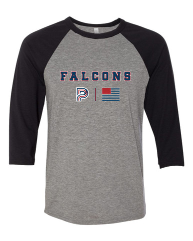 Pebblebrook Falcons P Script Team Colors Flag Women's Baseball T-Shirt