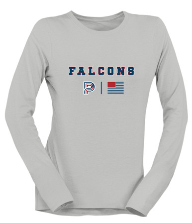Pebblebrook Falcons P Script Team Colors Flag Women's Premium LS T-Shirt