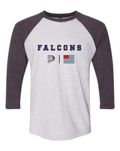 Pebblebrook Falcons P Script Team Colors Flag Men's Baseball T-Shirt