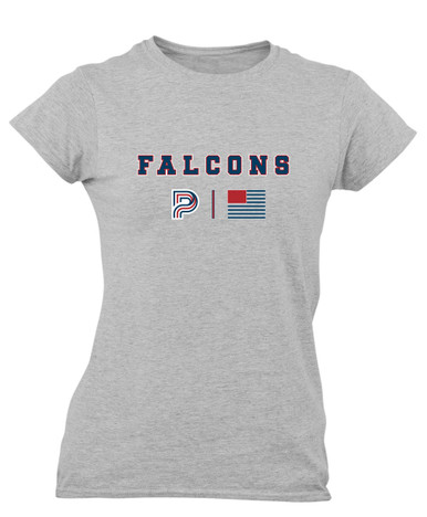 Pebblebrook Falcons P Script Team Colors Flag Women's SS T-Shirt