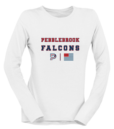Pebblebrook Falcons P Script Spirit Flag Women's LS T-Shirt