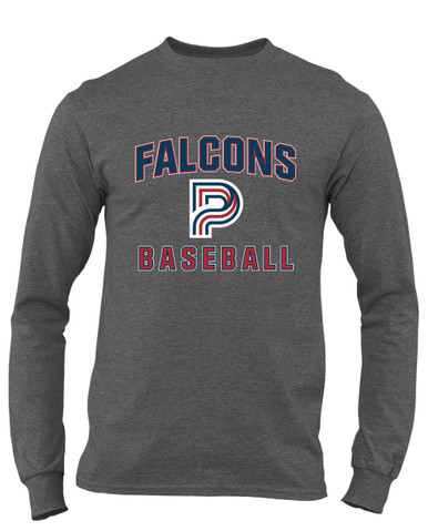 Pebblebrook Falcons P Script Baseball #1 Men's Premium LS T-Shirt