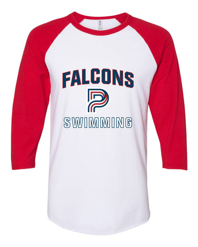 Pebblebrook Falcons P Script Swimming Men's Baseball T-Shirt