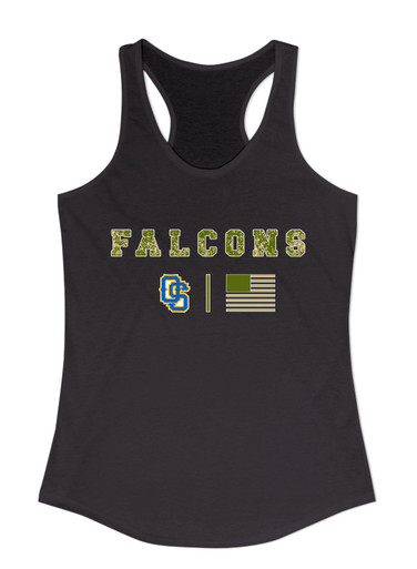 Olathe South Falcons OS Script Camo Flag Women's Tank Top