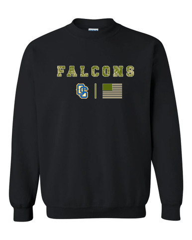 Olathe South Falcons OS Script Camo Flag Men's Sweatshirt