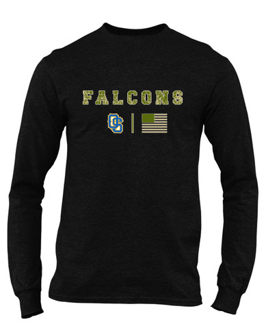 Olathe South Falcons OS Script Camo Flag Men's LS T-Shirt