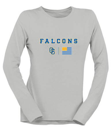 Olathe South Falcons OS Script Team Colors Flag Women's Premium LS T-Shirt