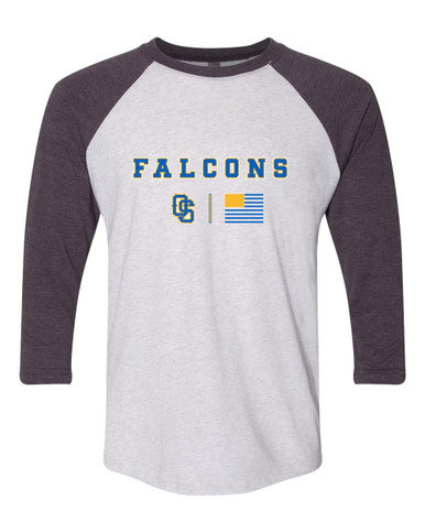 Olathe South Falcons OS Script Team Colors Flag Men's Baseball T-Shirt