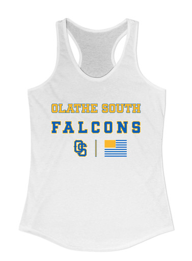 Olathe South Falcons OS Script Spirit Flag Women's Tank Top