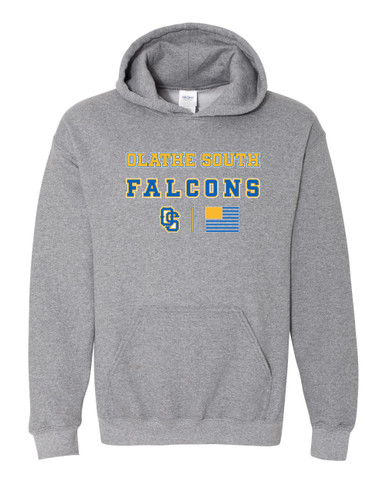 Olathe South Falcons OS Script Spirit Flag Men's Hoodie
