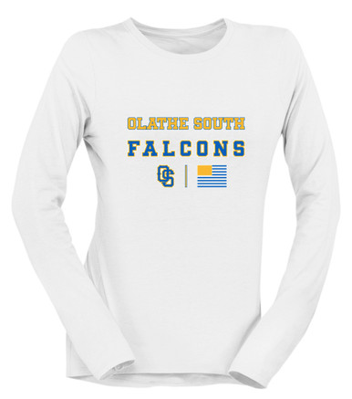 Olathe South Falcons OS Script Spirit Flag Women's Premium LS T-Shirt