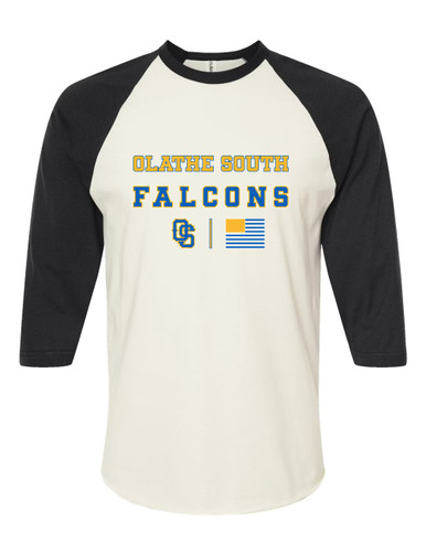 Olathe South Falcons OS Script Spirit Flag Women's Baseball T-Shirt