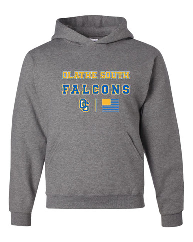 Olathe South Falcons OS Script Spirit Flag Men's Premium Hoodie