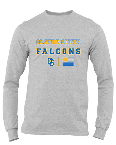 Olathe South Falcons OS Script Spirit Flag Men's Premium LS T-Shirt