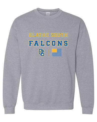 Olathe South Falcons OS Script Spirit Flag Men's Sweatshirt