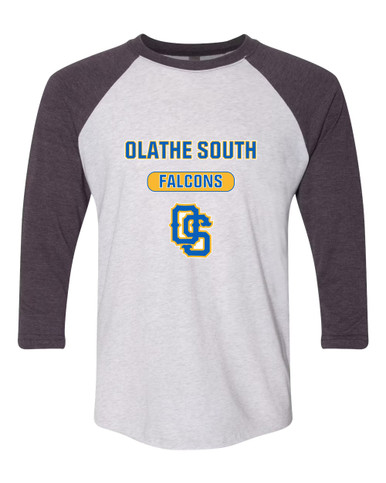 Olathe South Falcons OS Script Mascot #3 Women's Baseball T-Shirt