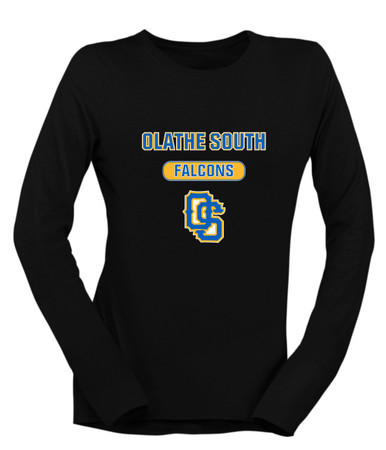 Olathe South Falcons OS Script Mascot #3 Women's LS T-Shirt