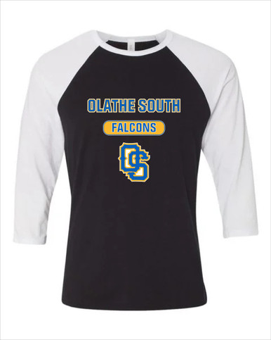 Olathe South Falcons OS Script Mascot #3 Men's Baseball T-Shirt