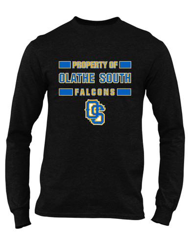 Olathe South Falcons OS Script Property Of Men's LS T-Shirt