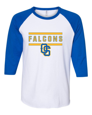 Olathe South Falcons OS Script Mascot #5 Women's Baseball T-Shirt