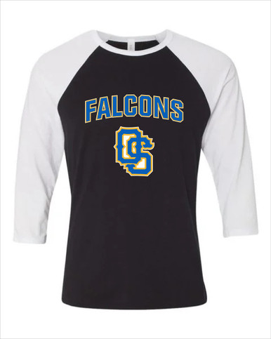 Olathe South Falcons OS Script Mascot #6 Women's Baseball T-Shirt