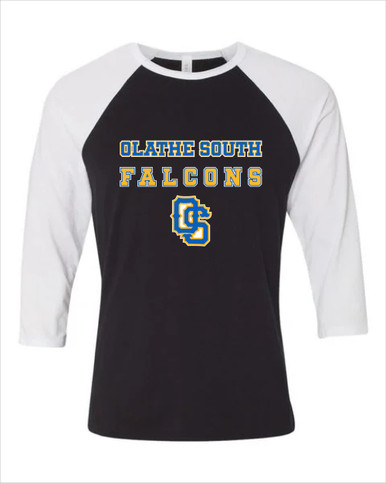 Olathe South Falcons OS Script Spirit Men's Baseball T-Shirt
