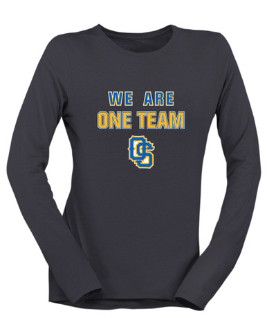 Olathe South Falcons OS Script We Are One Team Women's LS T-Shirt