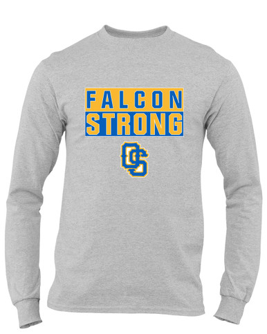 Olathe South Falcons OS Script Strong #1 Men's LS T-Shirt