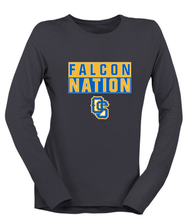 Olathe South Falcons OS Script Nation #1 Women's Premium LS T-Shirt