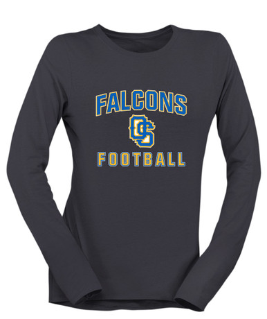 Olathe South Falcons OS Script Football #1 Women's LS T-Shirt