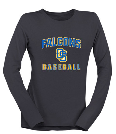 Olathe South Falcons OS Script Baseball #1 Women's Premium LS T-Shirt