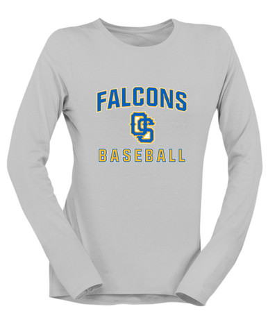 Olathe South Falcons OS Script Baseball #1 Women's LS T-Shirt