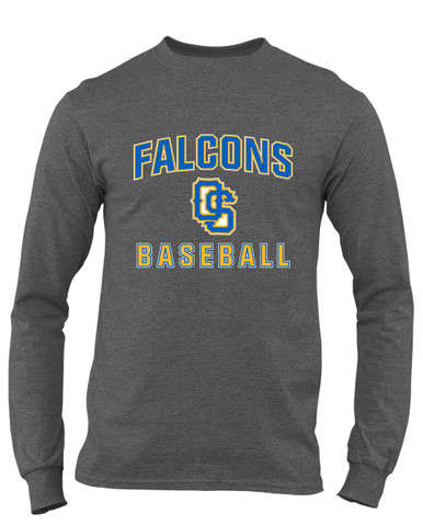 Olathe South Falcons OS Script Baseball #1 Men's LS T-Shirt