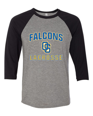 Olathe South Falcons OS Script Lacrosse Women's Baseball T-Shirt