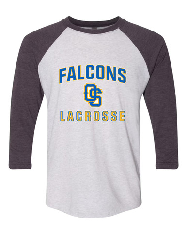 Olathe South Falcons OS Script Lacrosse Men's Baseball T-Shirt