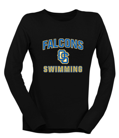 Olathe South Falcons OS Script Swimming Women's LS T-Shirt