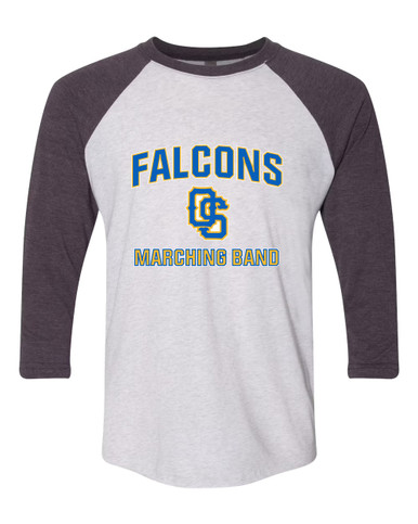 Olathe South Falcons OS Script Marching Band Women's Baseball T-Shirt