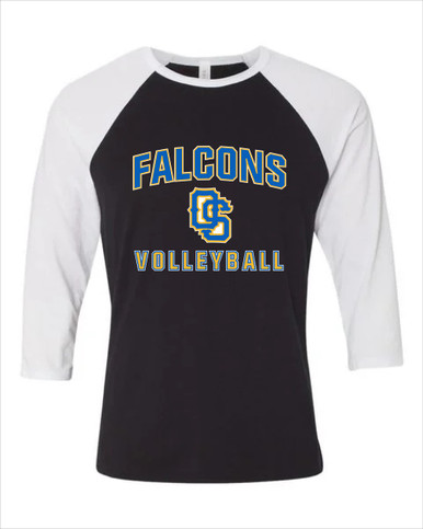 Olathe South Falcons OS Script Volleyball Women's Baseball T-Shirt