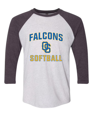 Olathe South Falcons OS Script Softball #1 Women's Baseball T-Shirt