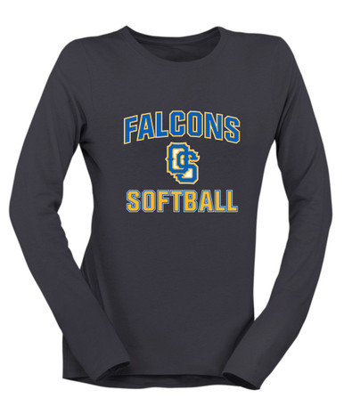 Olathe South Falcons OS Script Softball #1 Women's Premium LS T-Shirt