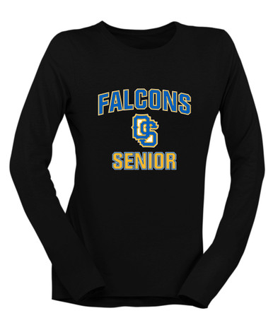 Olathe South Falcons OS Script Senior #1 Women's LS T-Shirt